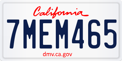 CA license plate 7MEM465