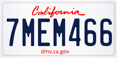 CA license plate 7MEM466