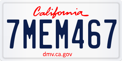 CA license plate 7MEM467