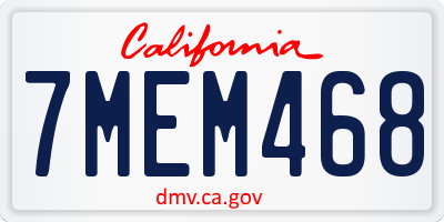 CA license plate 7MEM468