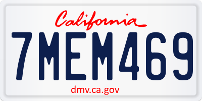 CA license plate 7MEM469