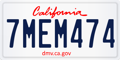 CA license plate 7MEM474