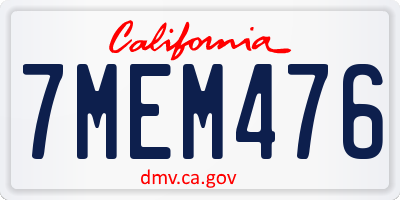 CA license plate 7MEM476