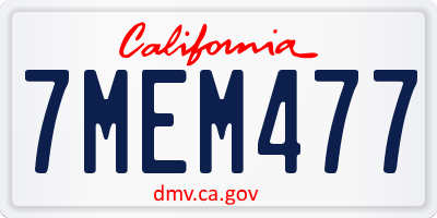 CA license plate 7MEM477