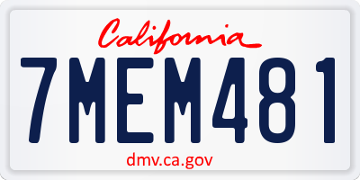 CA license plate 7MEM481