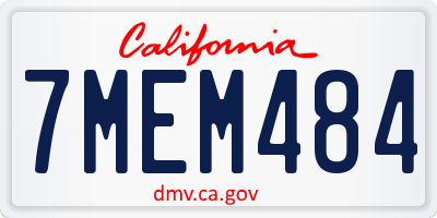 CA license plate 7MEM484