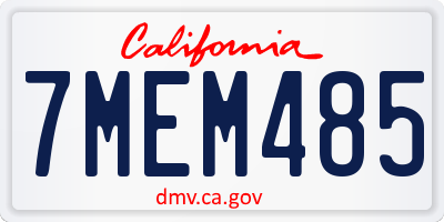 CA license plate 7MEM485