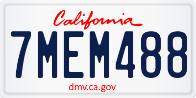 CA license plate 7MEM488