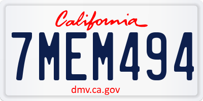 CA license plate 7MEM494
