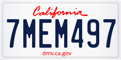 CA license plate 7MEM497