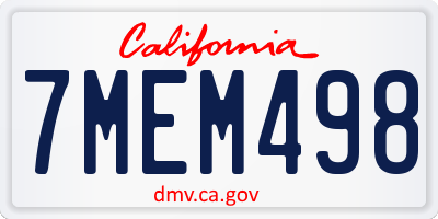 CA license plate 7MEM498