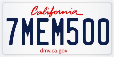 CA license plate 7MEM500