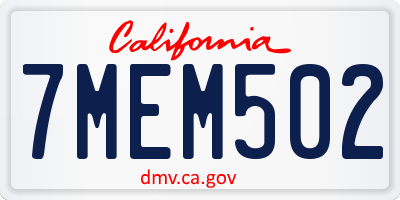 CA license plate 7MEM502