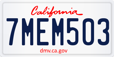 CA license plate 7MEM503