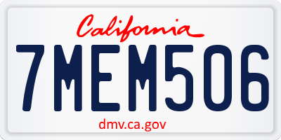 CA license plate 7MEM506