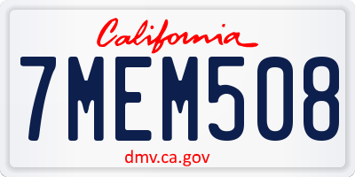 CA license plate 7MEM508