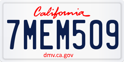 CA license plate 7MEM509