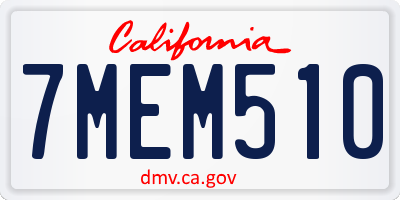 CA license plate 7MEM510