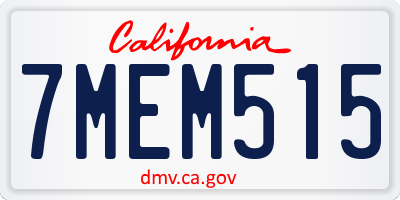 CA license plate 7MEM515