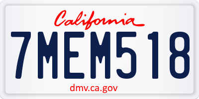 CA license plate 7MEM518