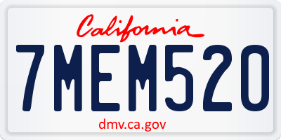 CA license plate 7MEM520