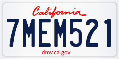 CA license plate 7MEM521