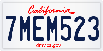 CA license plate 7MEM523