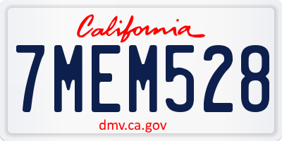 CA license plate 7MEM528