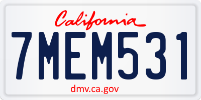 CA license plate 7MEM531