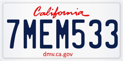 CA license plate 7MEM533