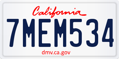 CA license plate 7MEM534