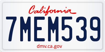 CA license plate 7MEM539