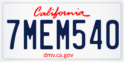 CA license plate 7MEM540