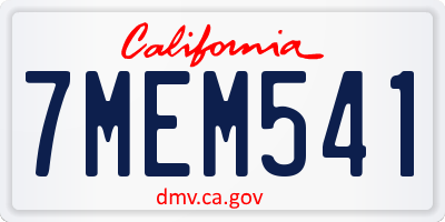 CA license plate 7MEM541