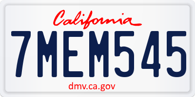 CA license plate 7MEM545