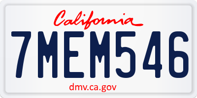 CA license plate 7MEM546