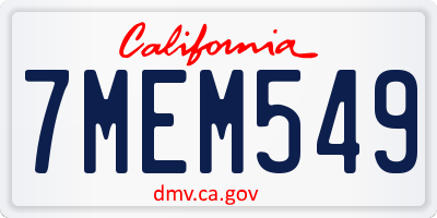 CA license plate 7MEM549