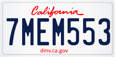 CA license plate 7MEM553