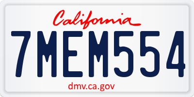 CA license plate 7MEM554