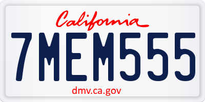 CA license plate 7MEM555