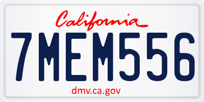 CA license plate 7MEM556