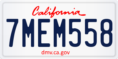CA license plate 7MEM558