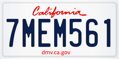 CA license plate 7MEM561