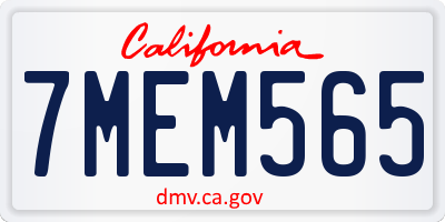 CA license plate 7MEM565