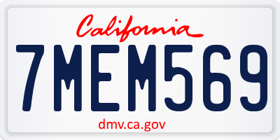 CA license plate 7MEM569