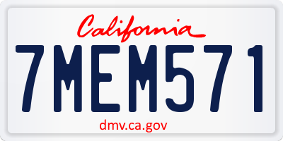 CA license plate 7MEM571