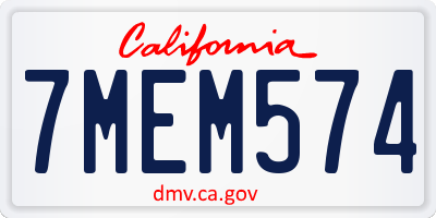CA license plate 7MEM574