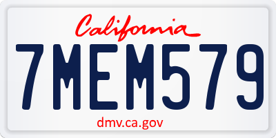 CA license plate 7MEM579