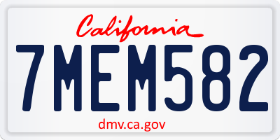 CA license plate 7MEM582