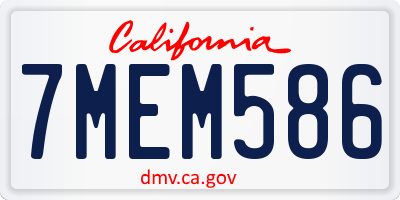 CA license plate 7MEM586